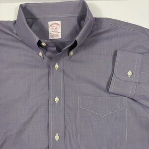 Brooks Brothers Madison Buttondown Dress Shirt Purple Houndstooth Men’s 17.5 -33